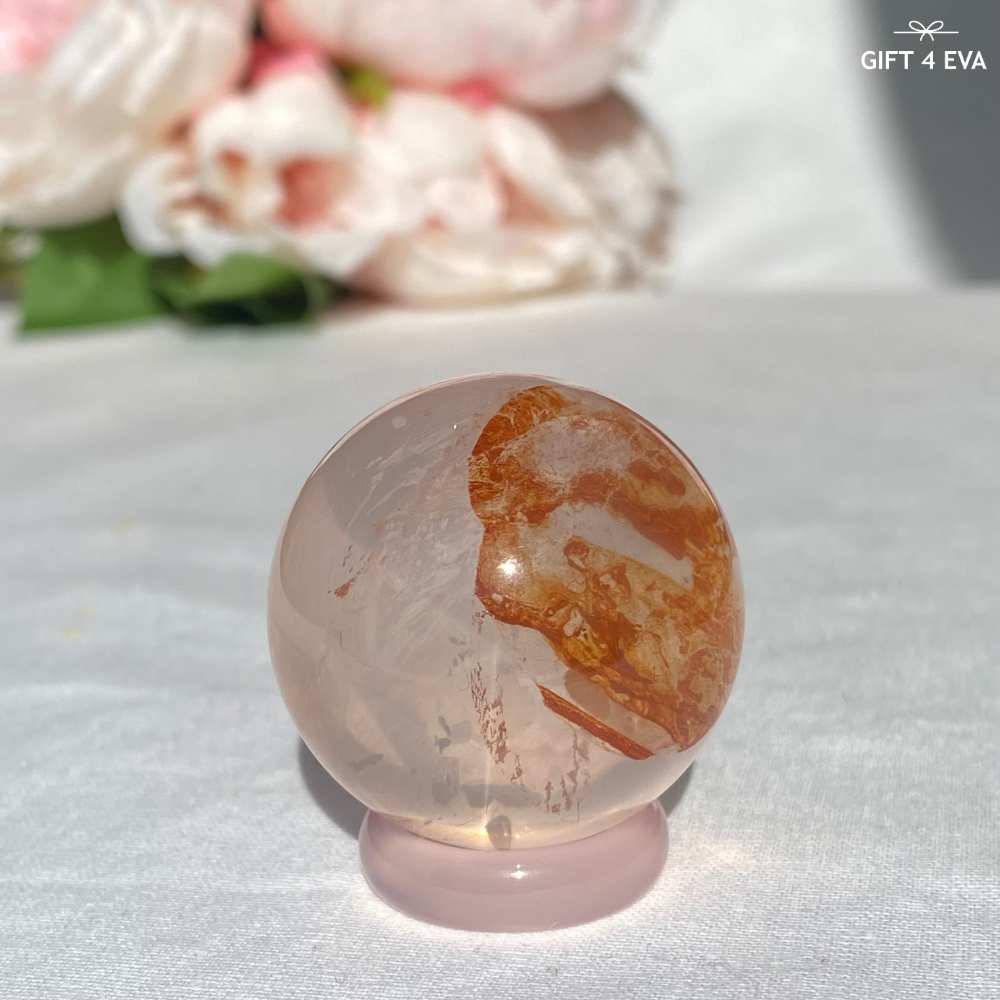 Rose Quartz With Golden Healer Sphere