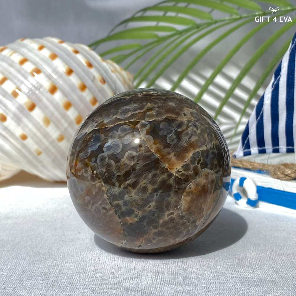 Orbicular Ocean Jasper Sphere 376G