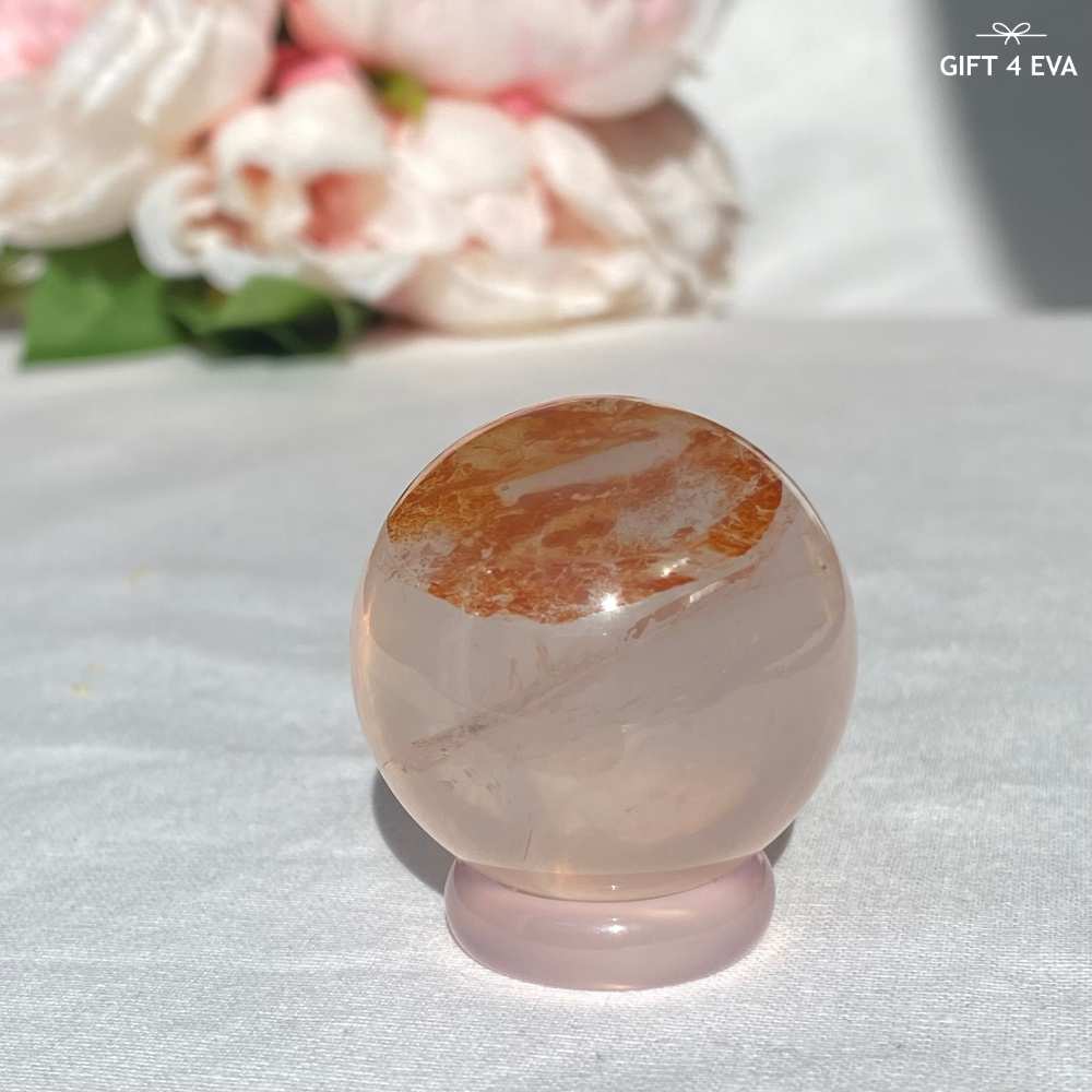 Rose Quartz With Golden Healer Sphere