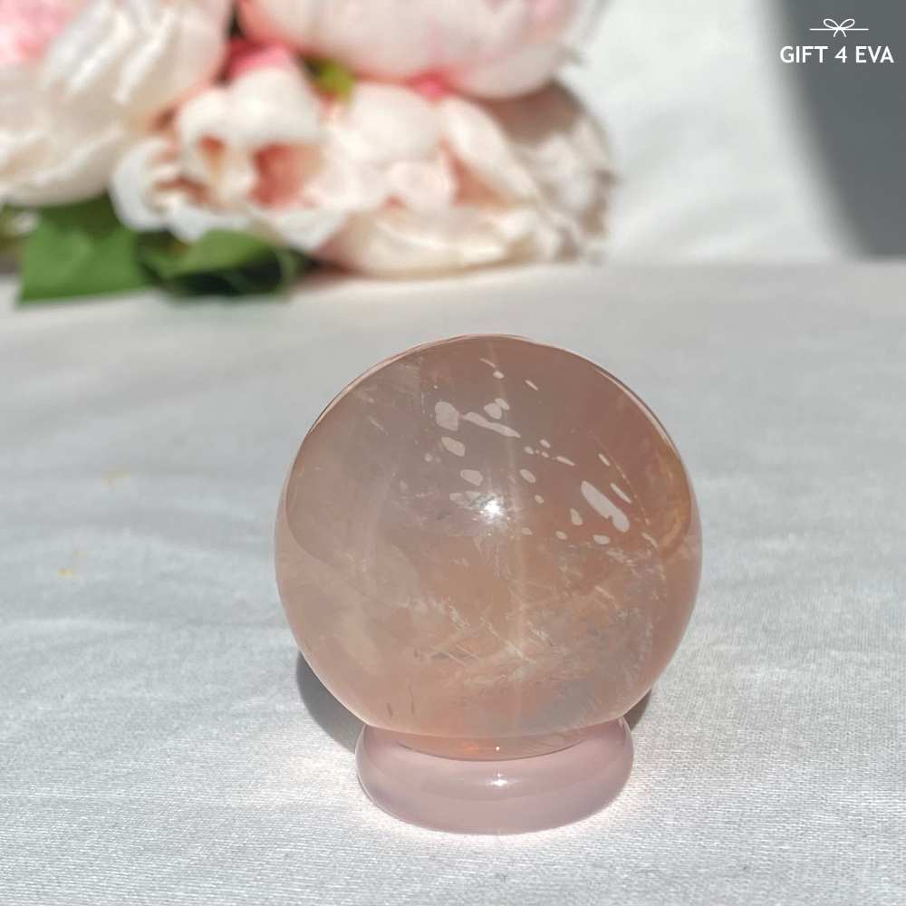 Rose Quartz With Golden Healer Sphere