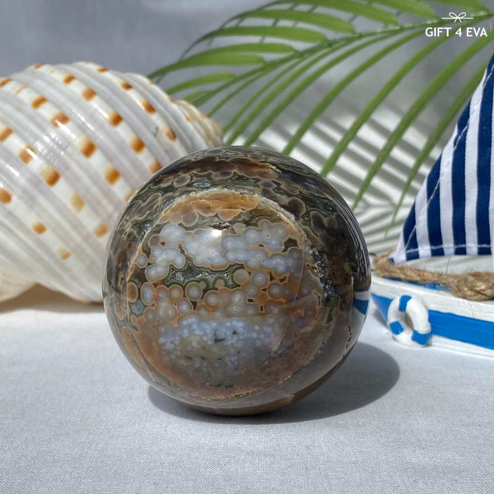 Orbicular Ocean Jasper Sphere 376G