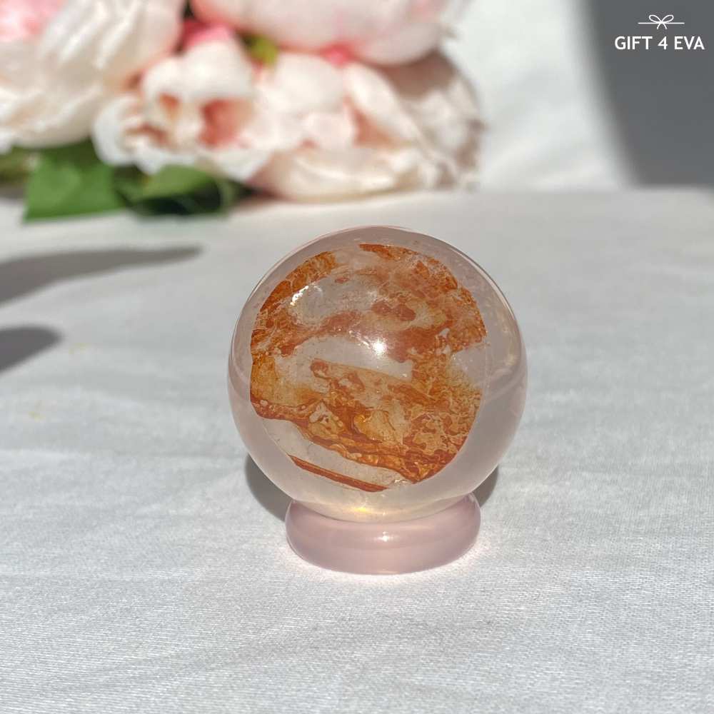 Rose Quartz With Golden Healer Sphere