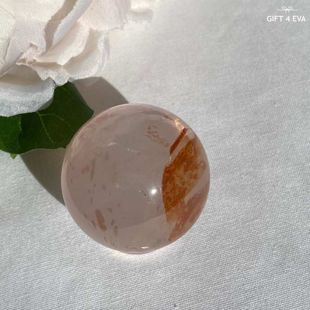 Rose Quartz With Golden Healer Sphere