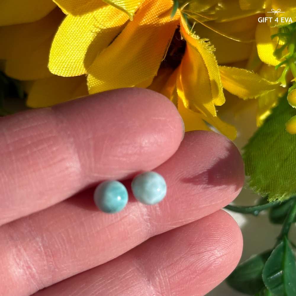 Larimar 925 Silver Stud Earrings