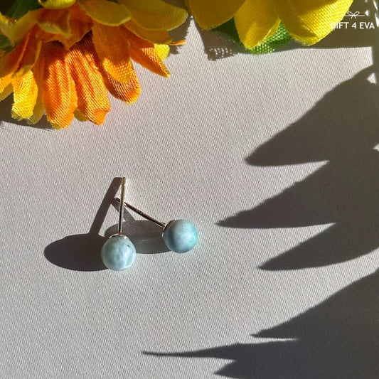 Larimar 925 Silver Stud Earrings