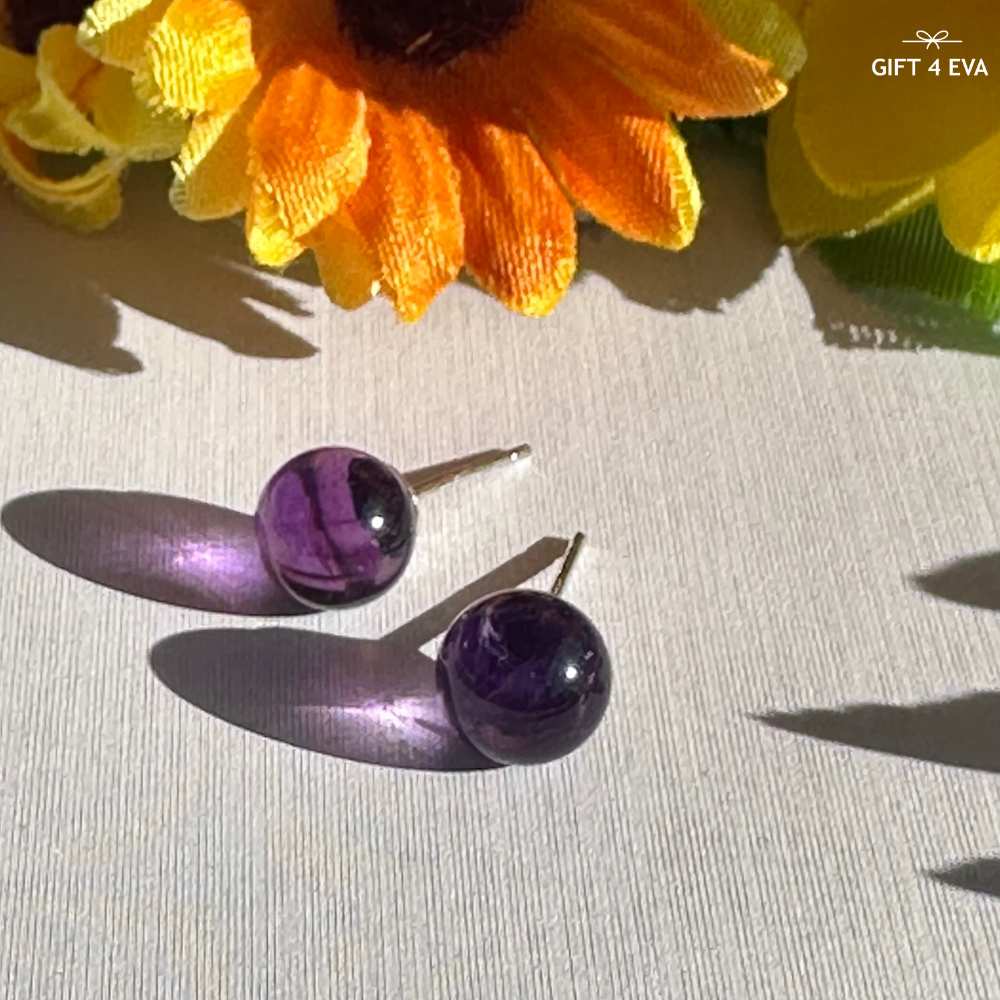 Amethyst 925 Silver Stud Earrings