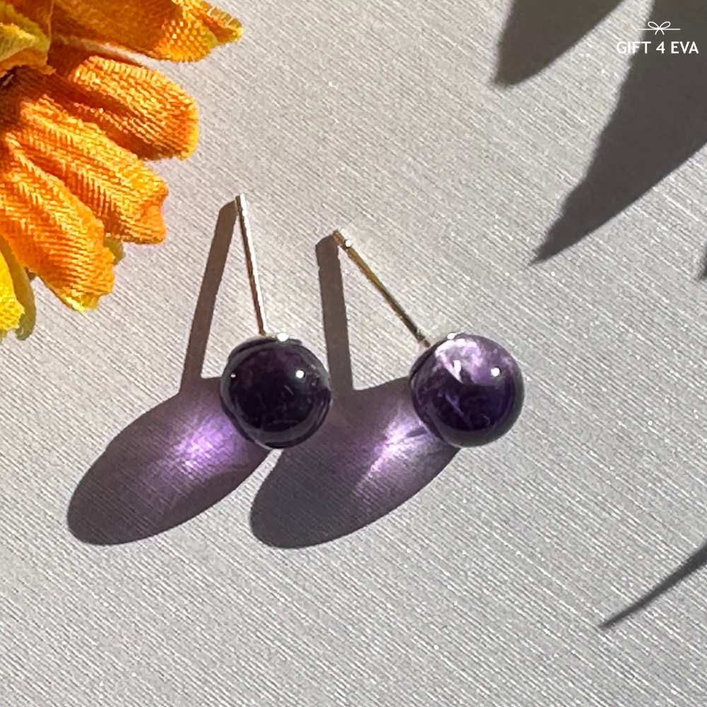 Amethyst 925 Silver Stud Earrings