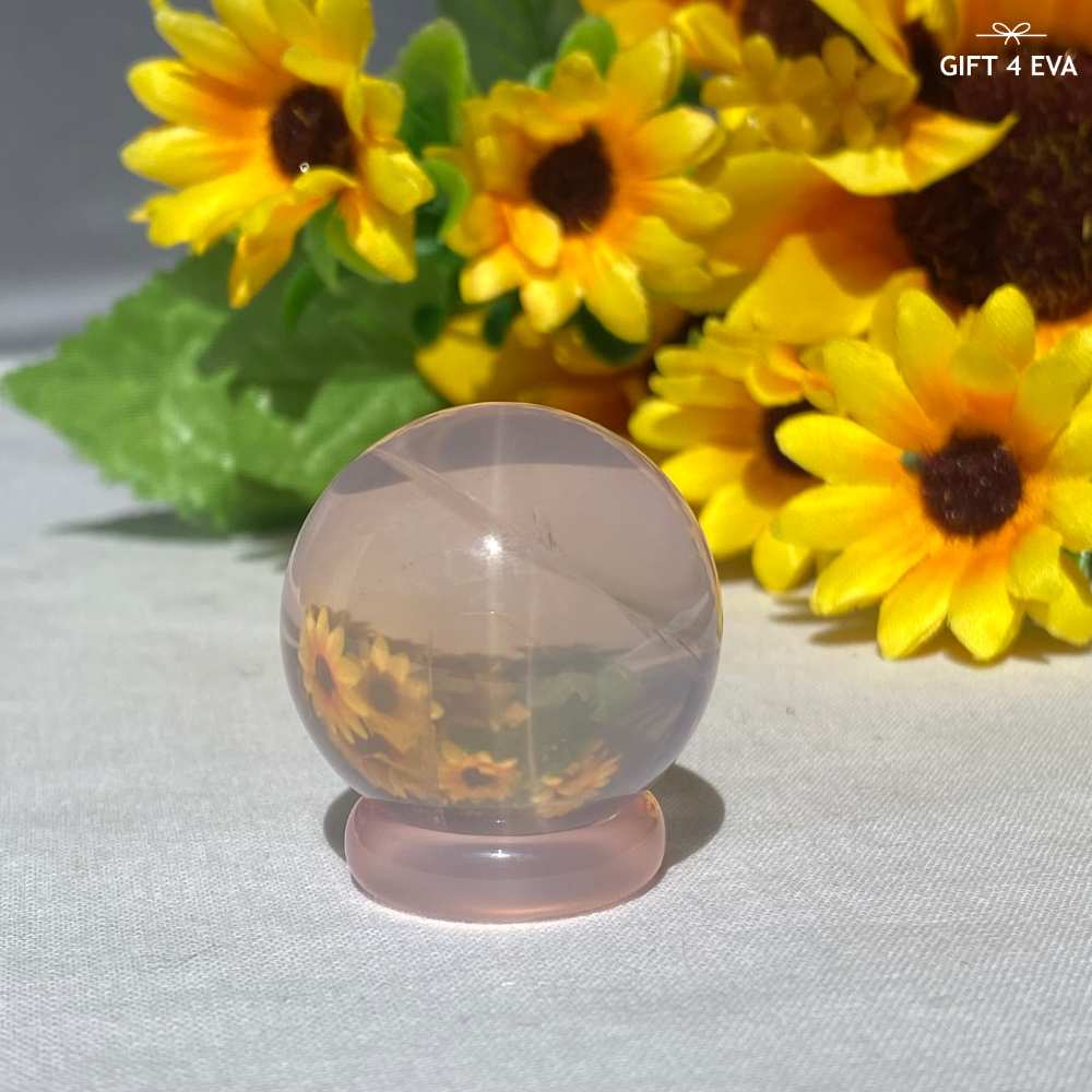 Rose Quartz Sphere - Double Asterism