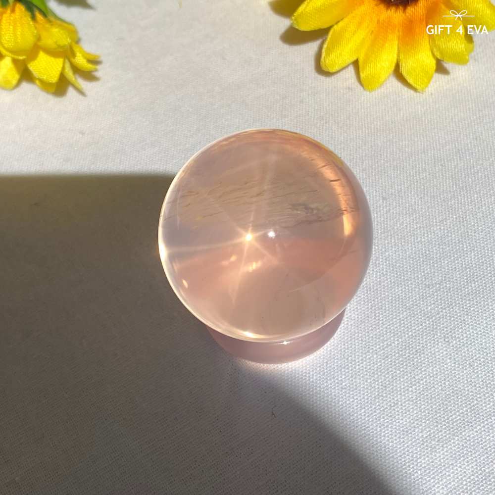 Rose Quartz Sphere - Double Asterism