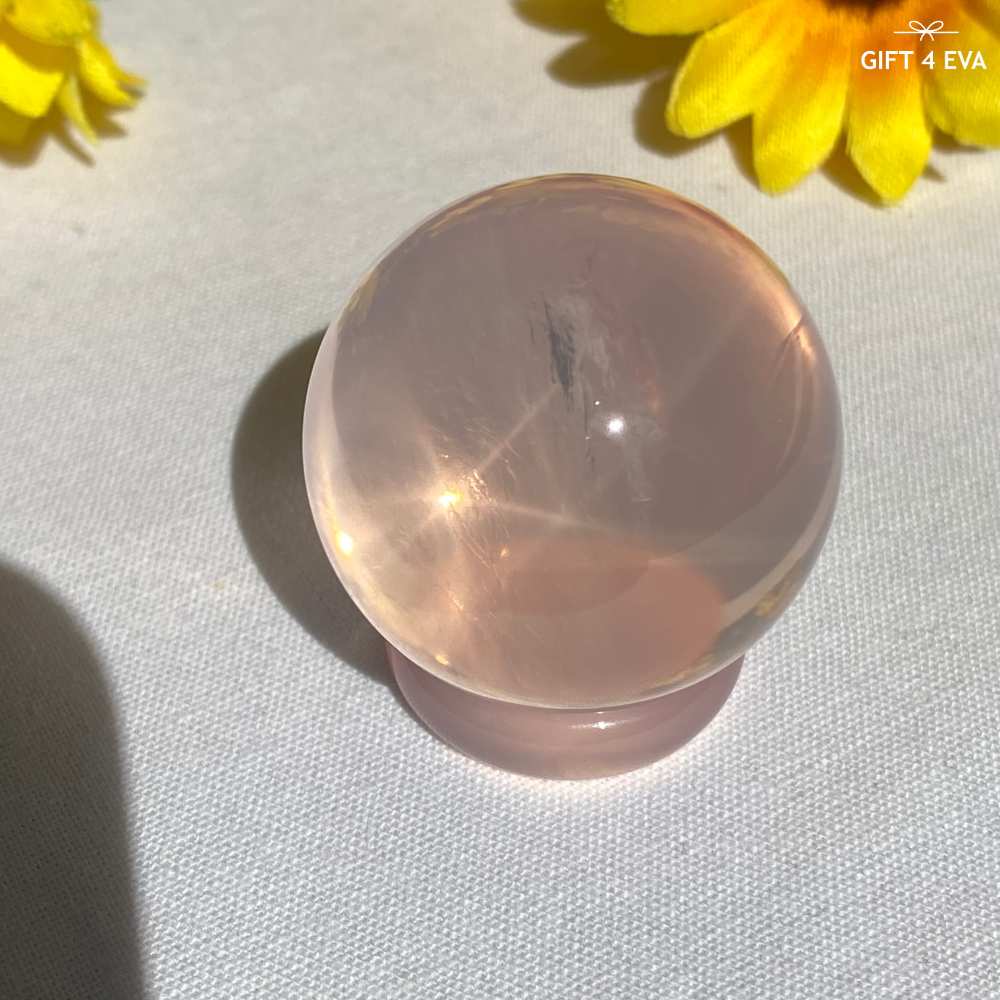 Rose Quartz Sphere - Double Asterism