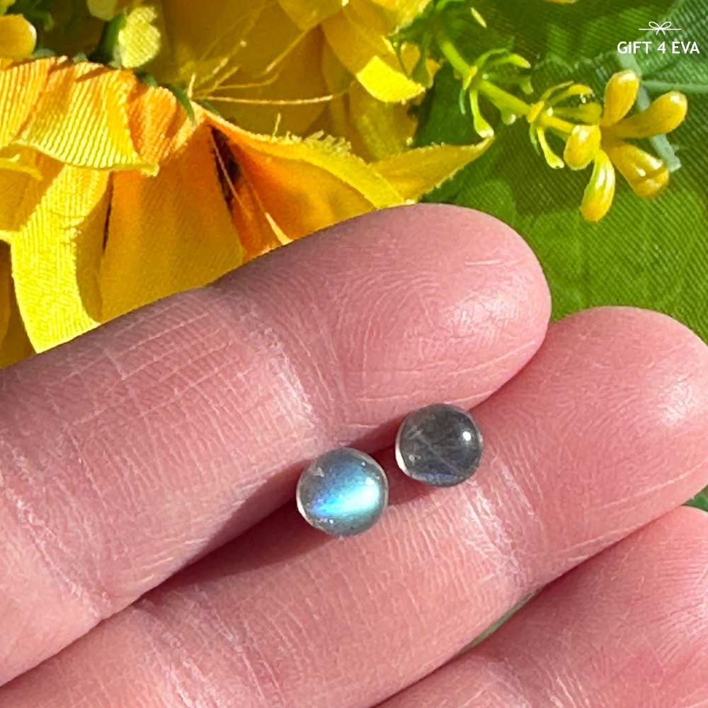 Labradorite 925 Silver Stud Earrings