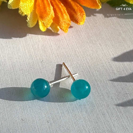 Amazonite 925 Silver Stud Earrings