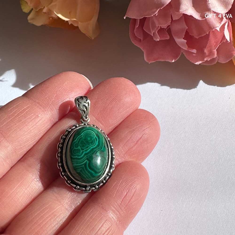 Celine Malachite 925 Silver Pendant