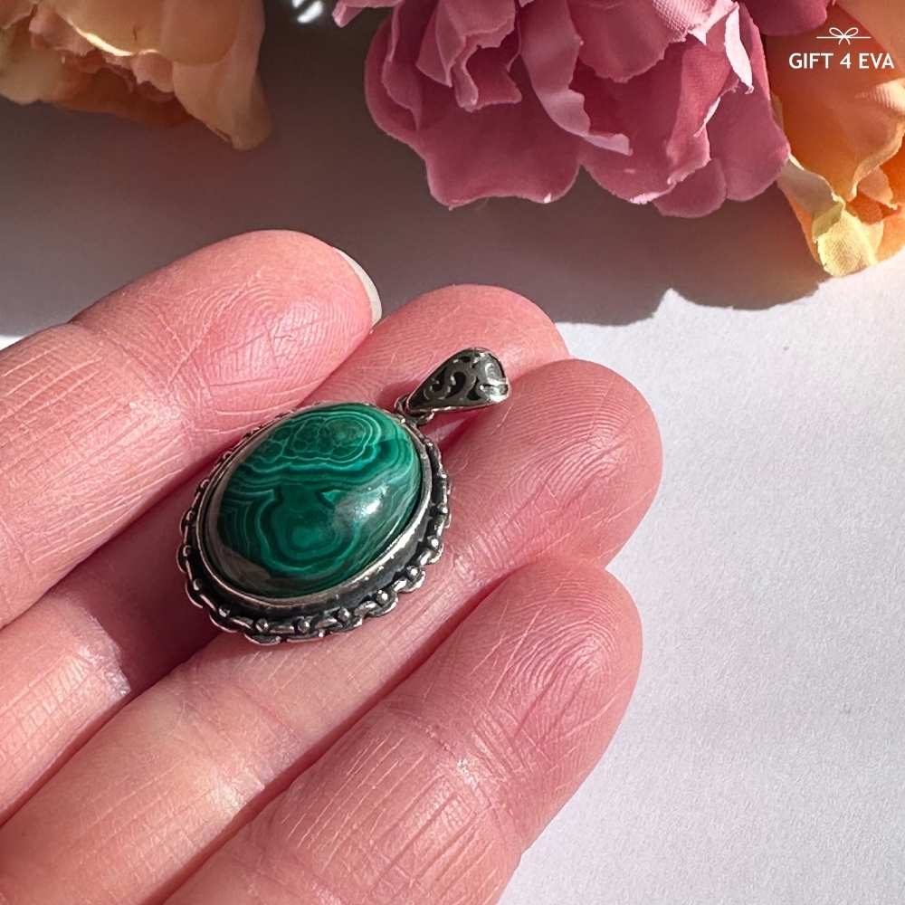 Celine Malachite 925 Silver Pendant