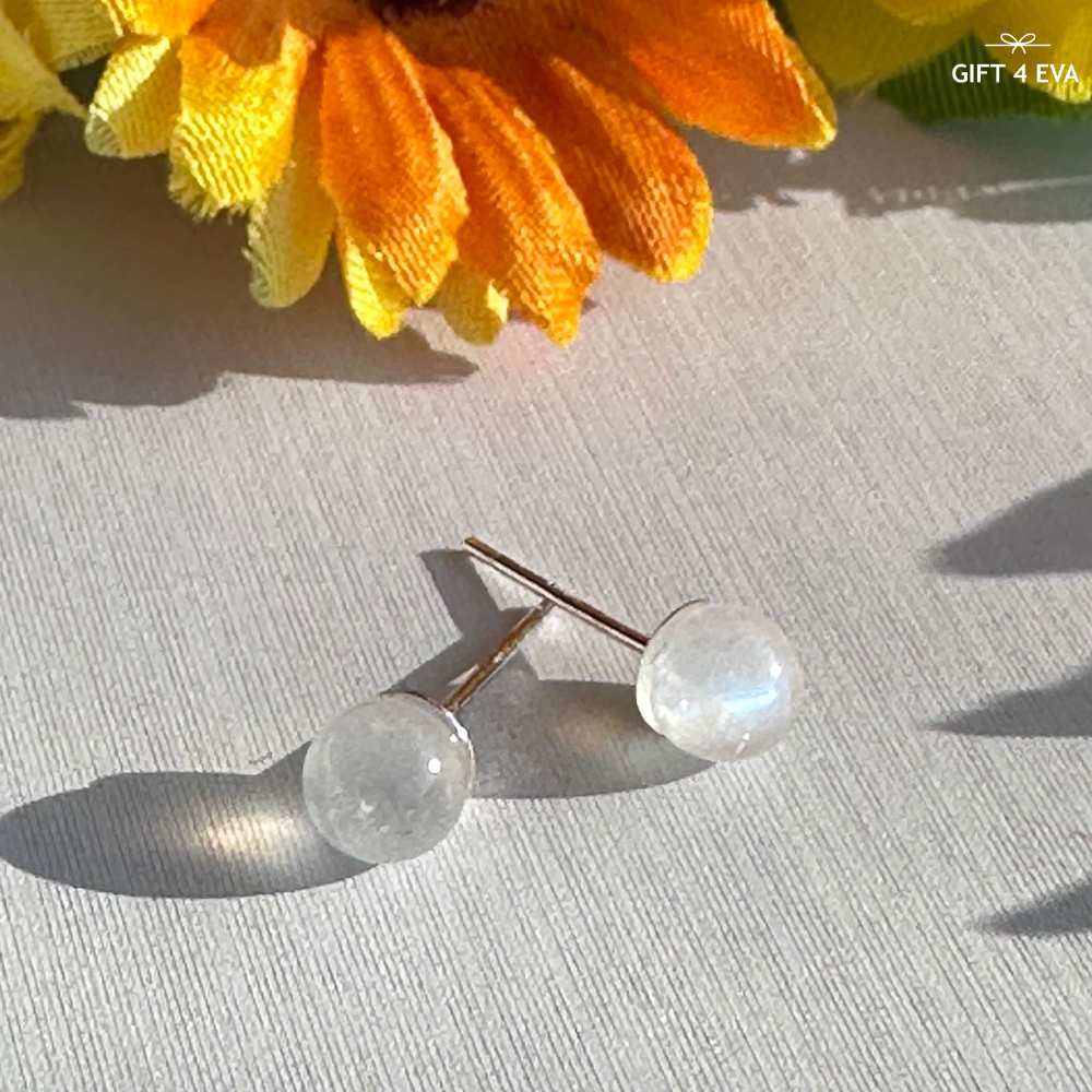 Moonstone 925 Silver Stud Earrings