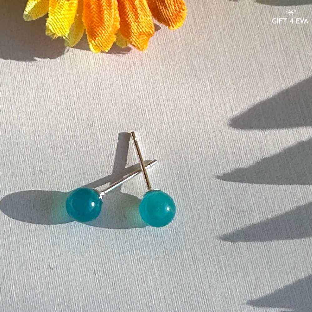 Amazonite 925 Silver Stud Earrings