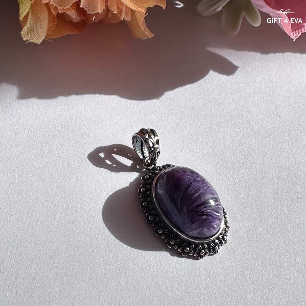 Elaine Charoite 925 Silver Pendant