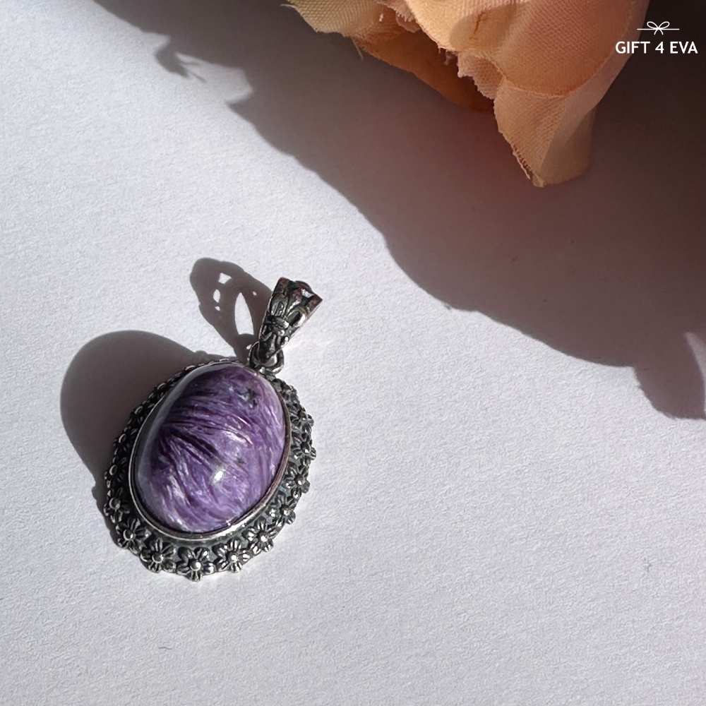 Elaine Charoite 925 Silver Pendant