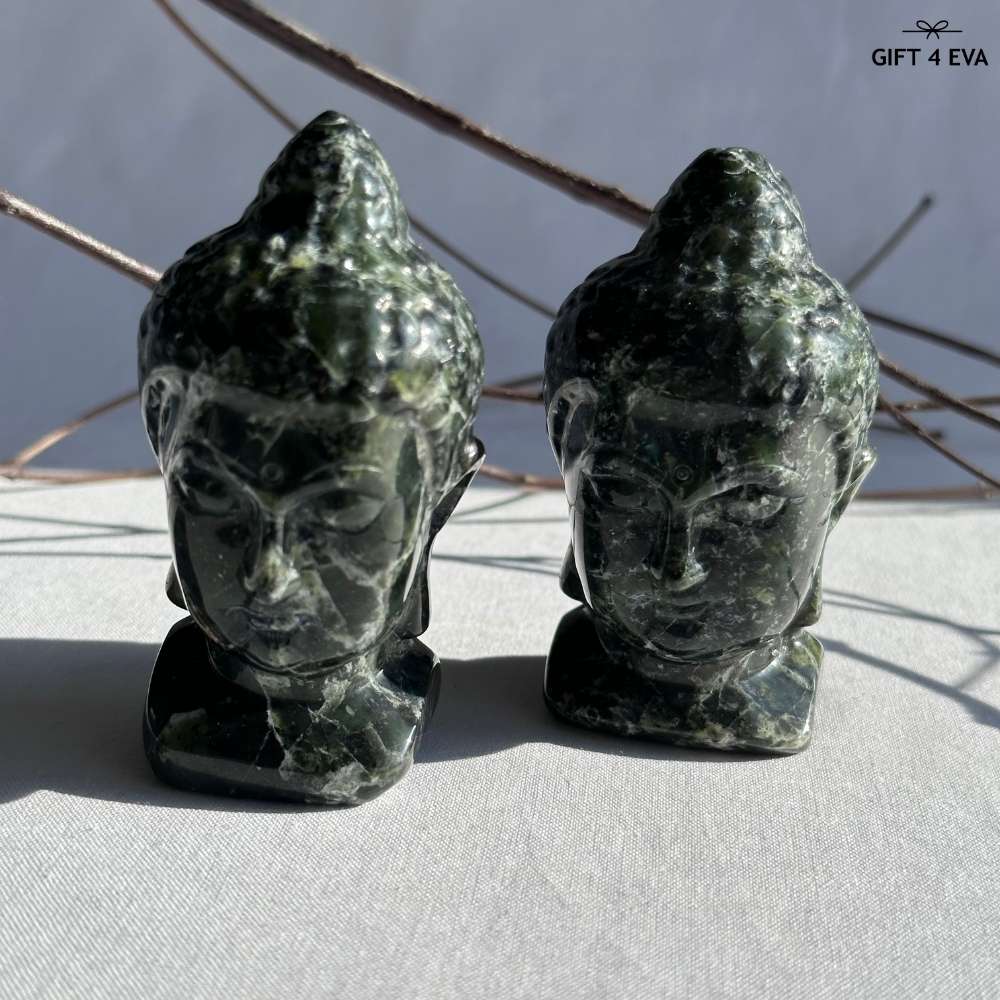 Olivine Rock Buddha Head - Medium