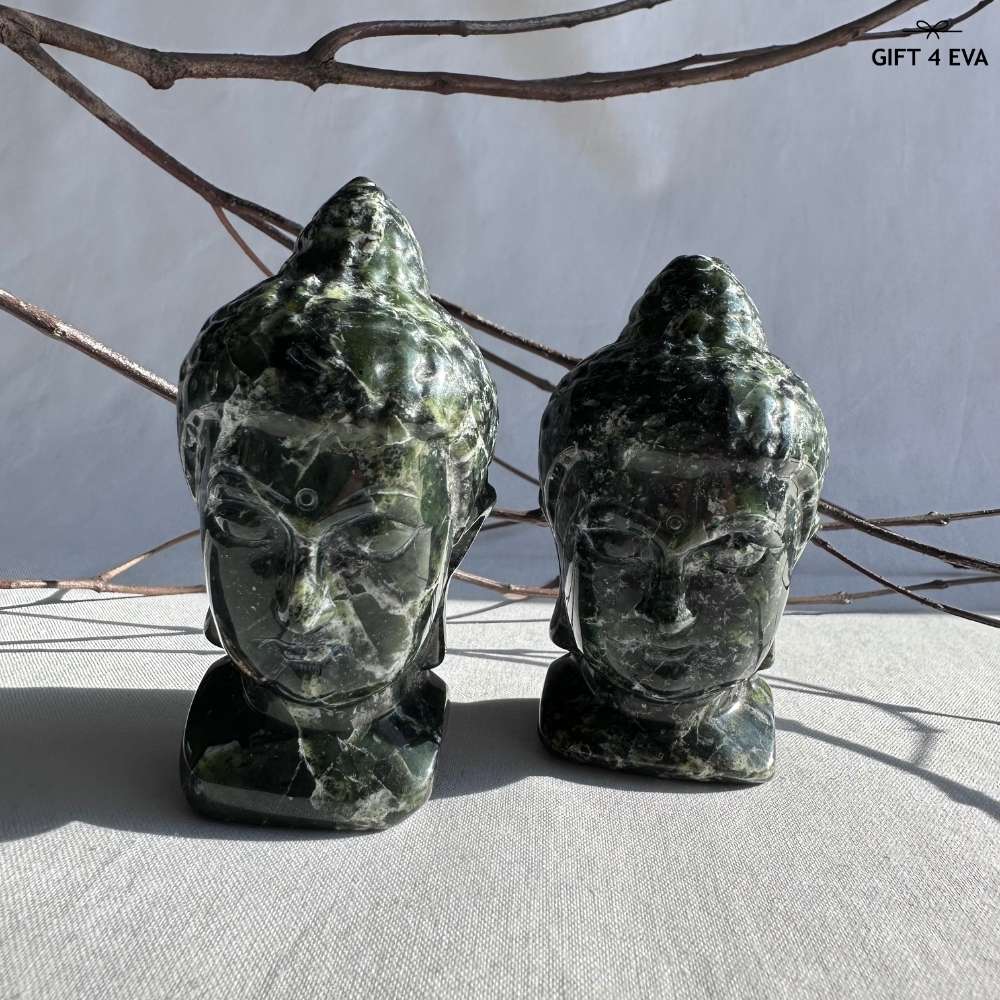 Olivine Rock Buddha Head - Medium