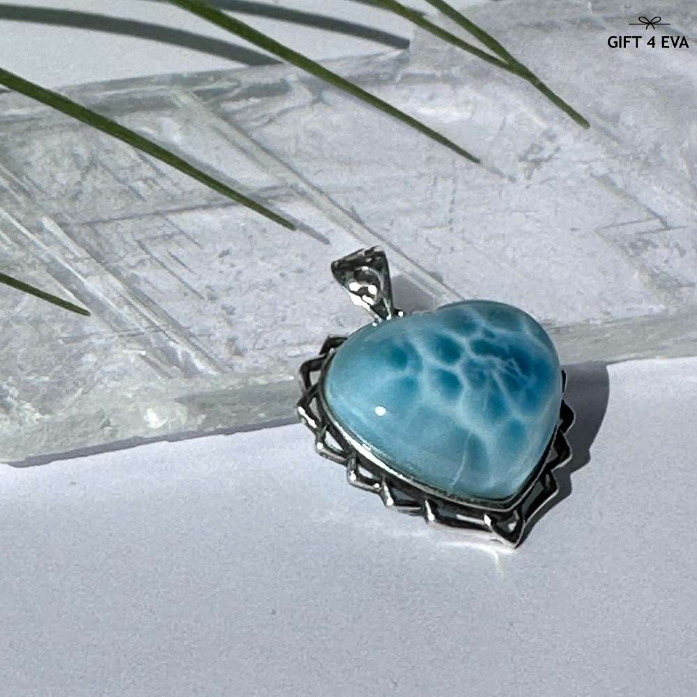 Larimar Heart 925 Silver Pendant