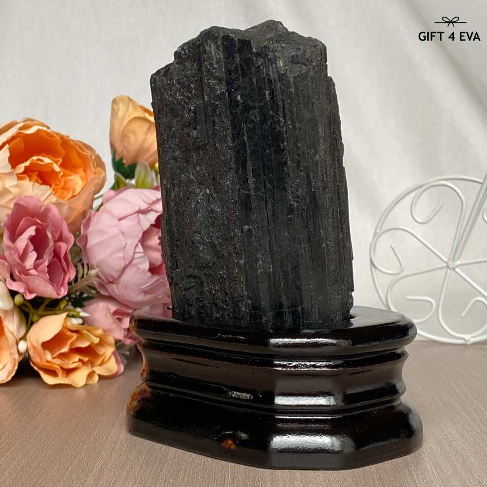 Raw Black Tourmaline with Stand 702G