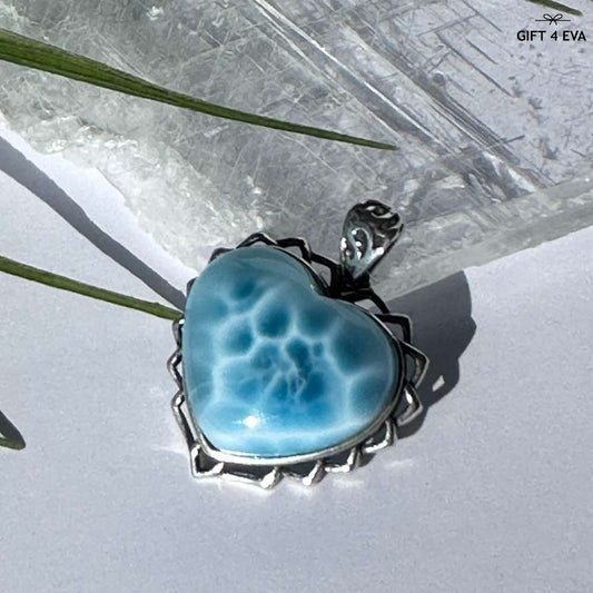 Larimar Heart 925 Silver Pendant