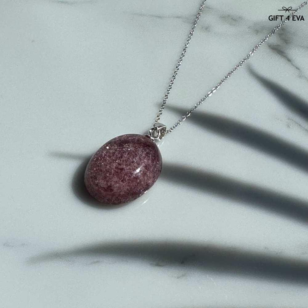 Strawberry Quartz 925 Silver Pendant Necklace