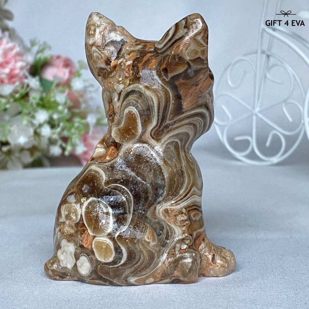 Chocolate Calcite French Bulldog Carving 275G