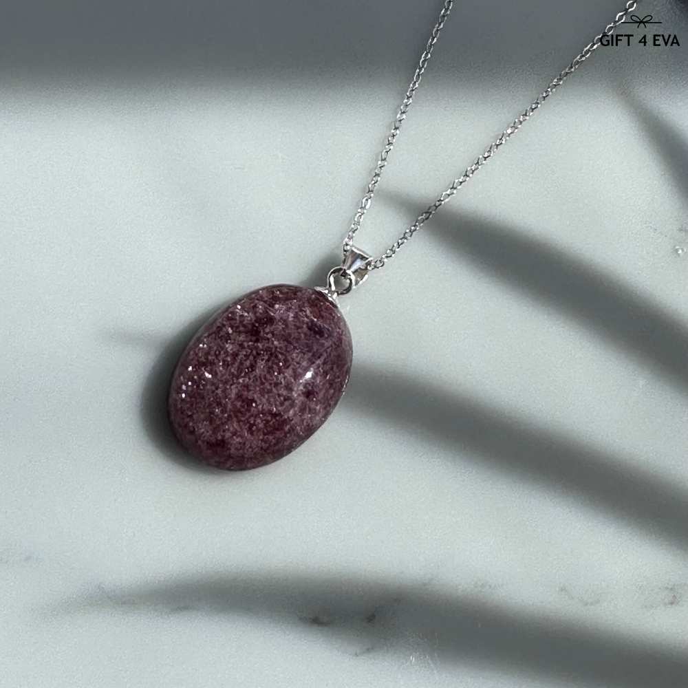 Strawberry Quartz 925 Silver Pendant Necklace