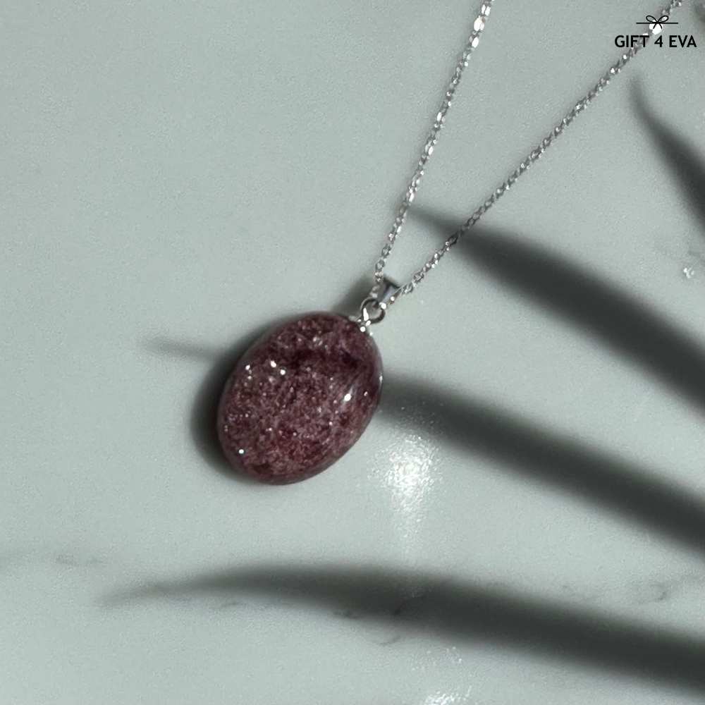 Strawberry Quartz 925 Silver Pendant Necklace