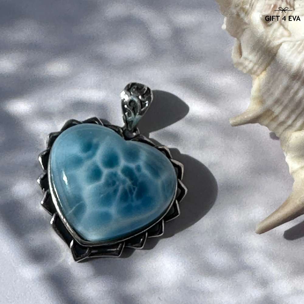 Larimar Heart 925 Silver Pendant