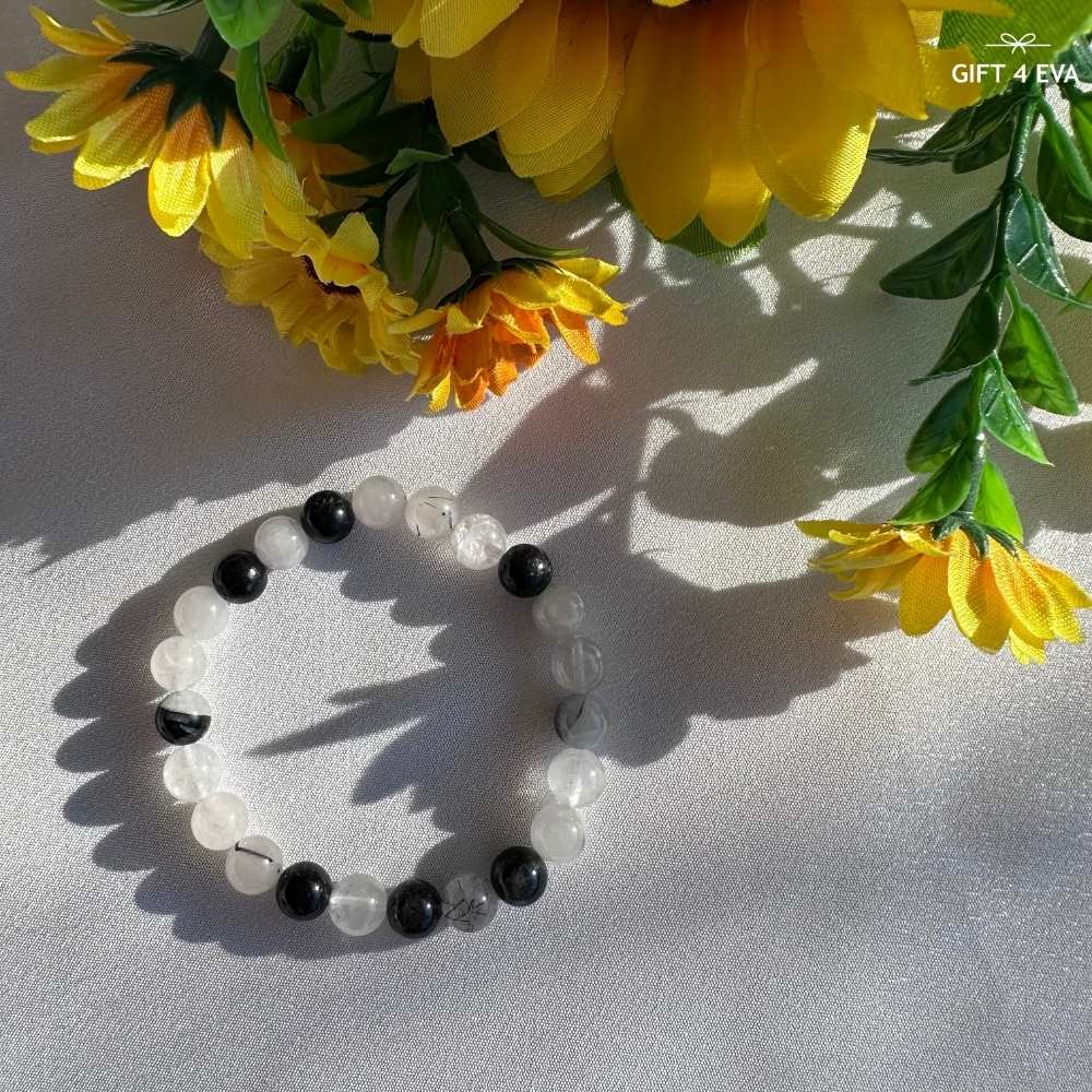 Black Tourmaline in Quartz Bracelet