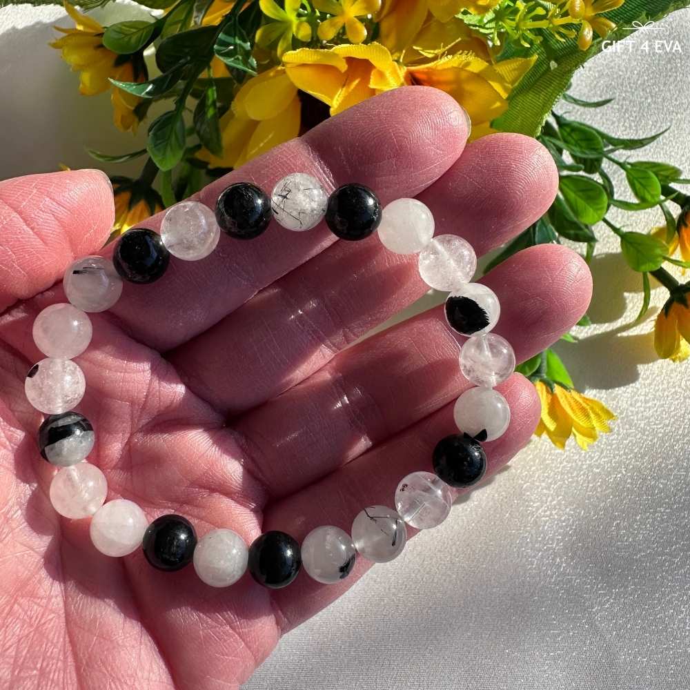 Black Tourmaline in Quartz Bracelet