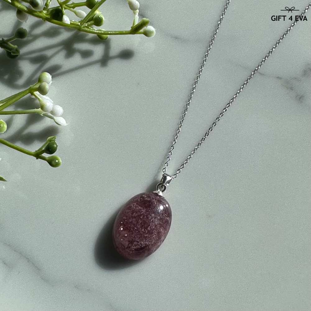 Strawberry Quartz 925 Silver Pendant Necklace