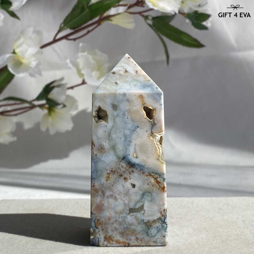 Druzy Ocean Jasper Obelisk 84MM