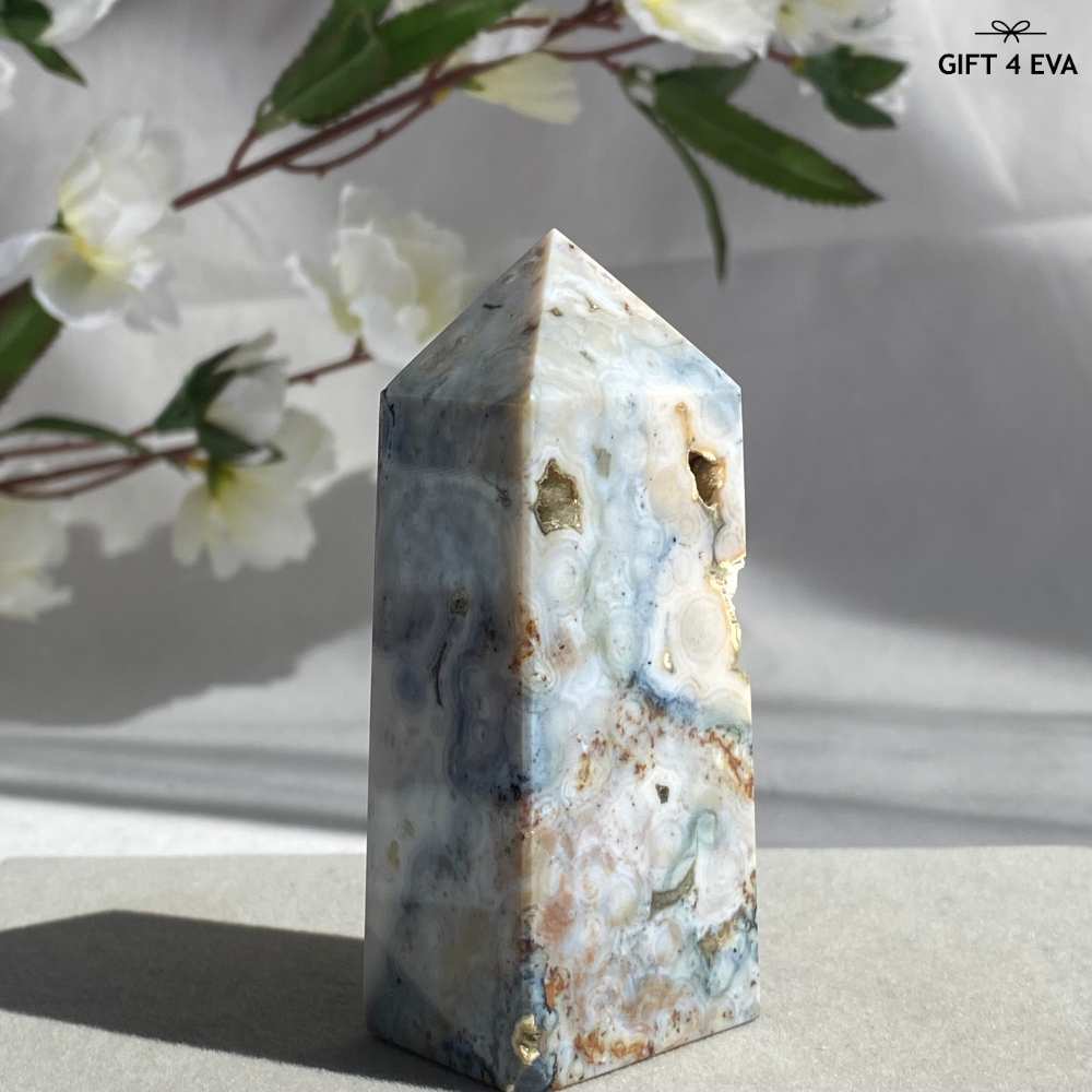 Druzy Ocean Jasper Obelisk 84MM