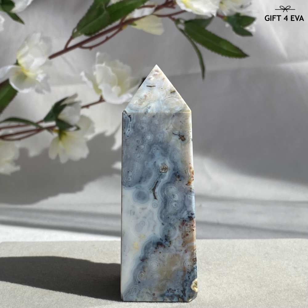 Druzy Ocean Jasper Obelisk 84MM