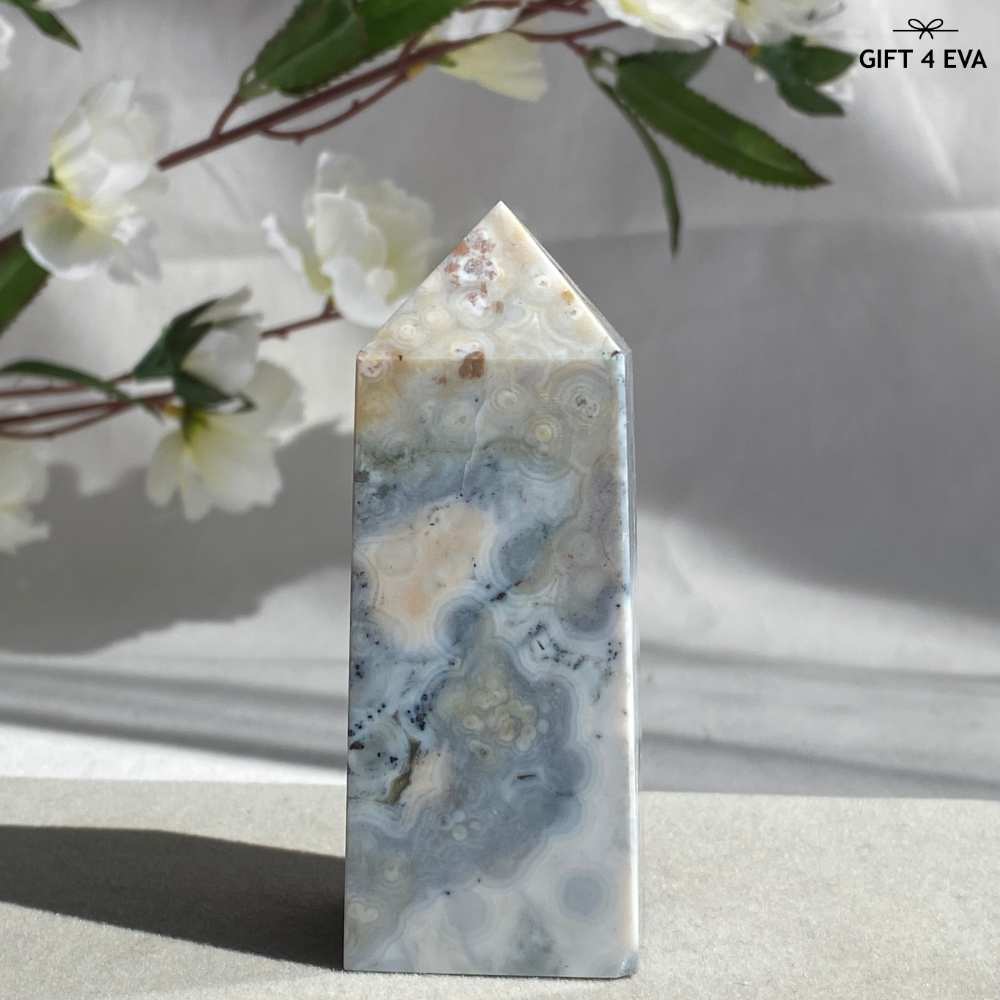 Druzy Ocean Jasper Obelisk 84MM