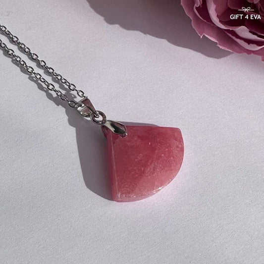 Rhodochrosite Fan Pendant Necklace