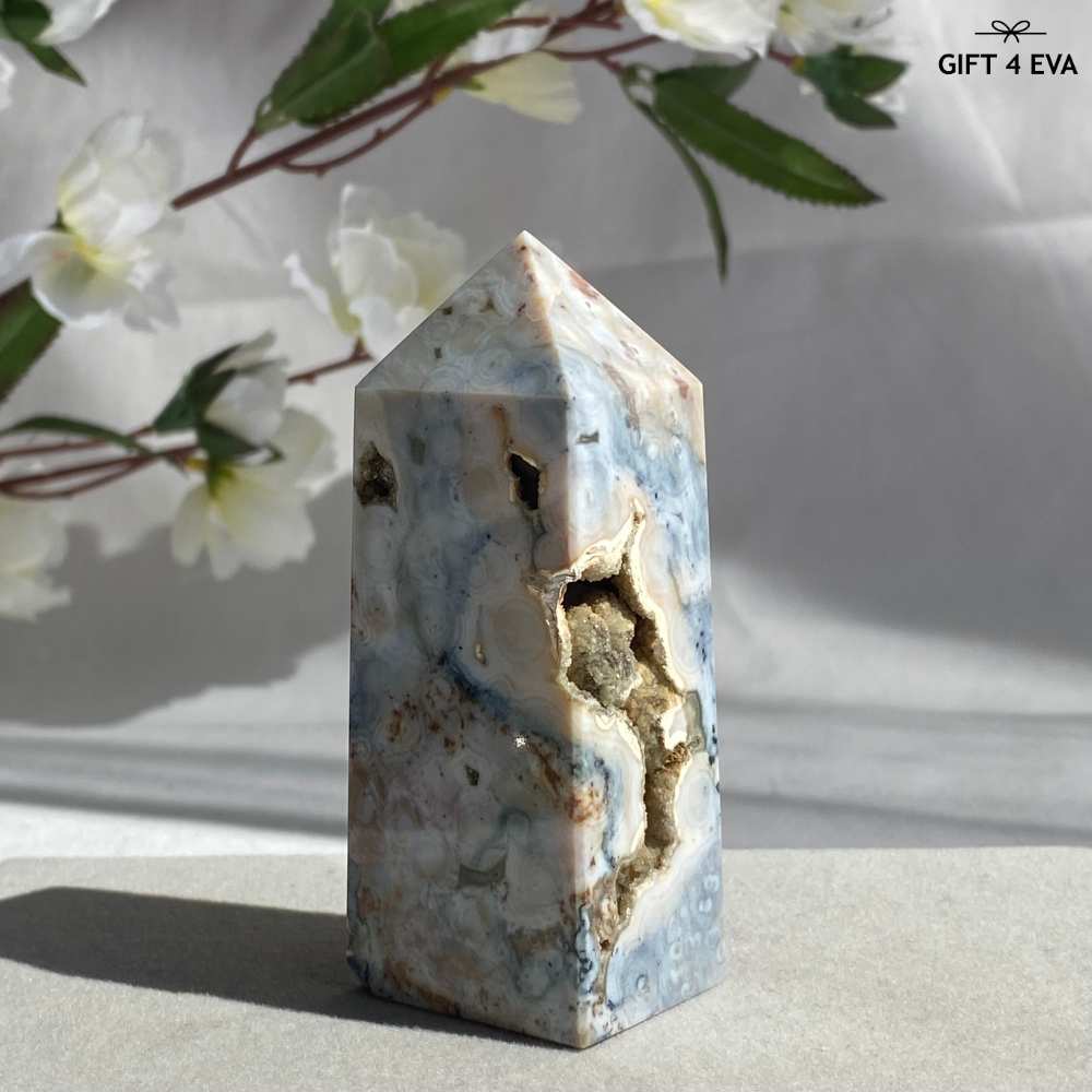 Druzy Ocean Jasper Obelisk 84MM