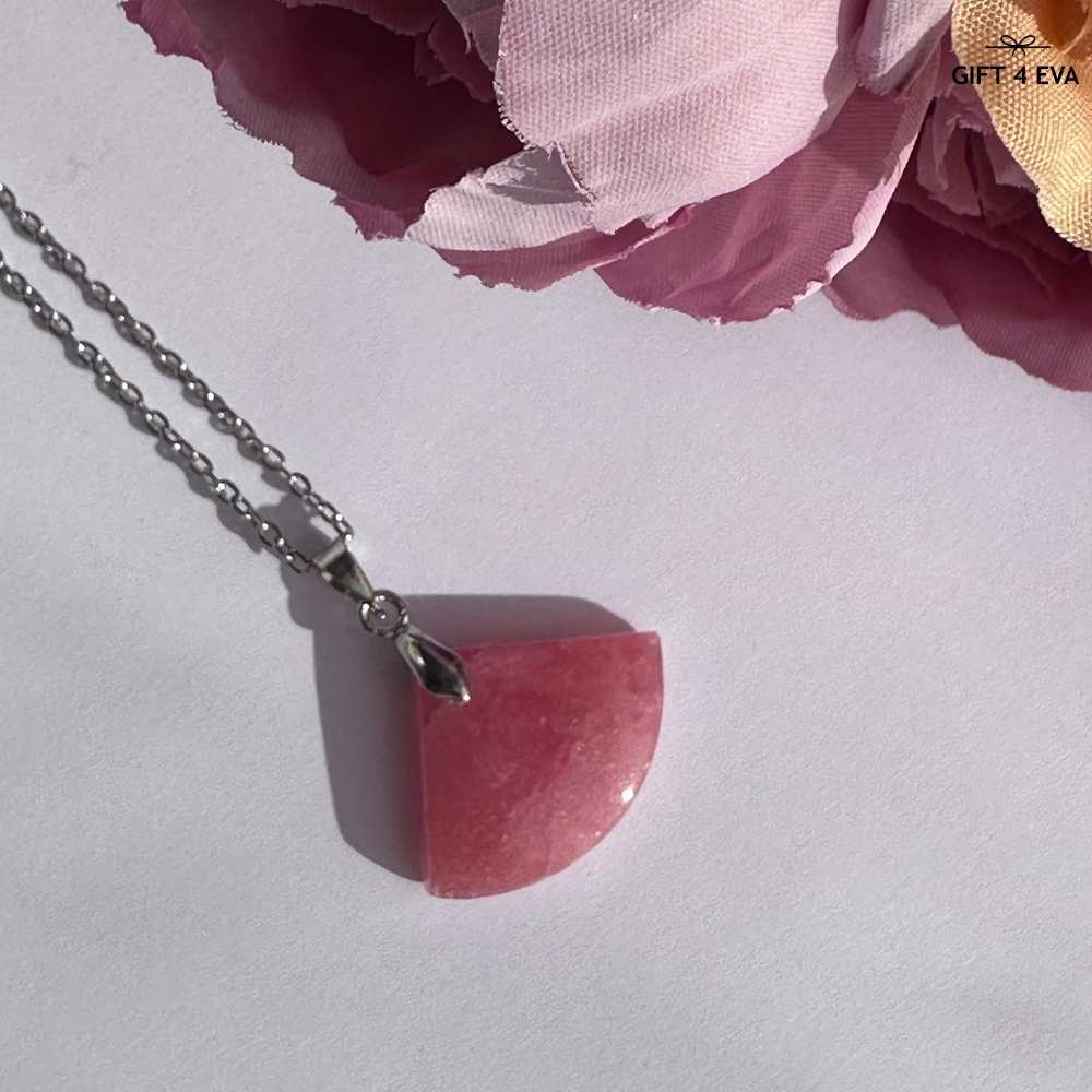 Rhodochrosite Fan Pendant Necklace