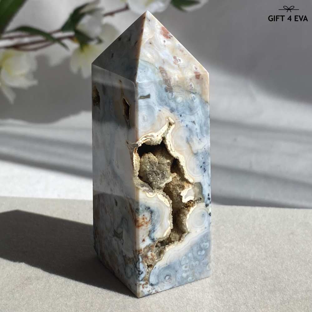 Druzy Ocean Jasper Obelisk 84MM