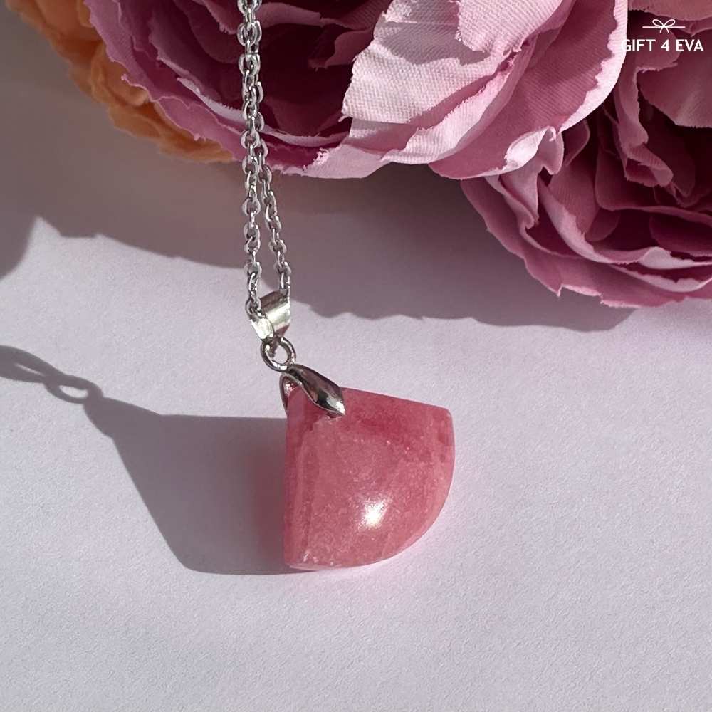 Rhodochrosite Fan Pendant Necklace