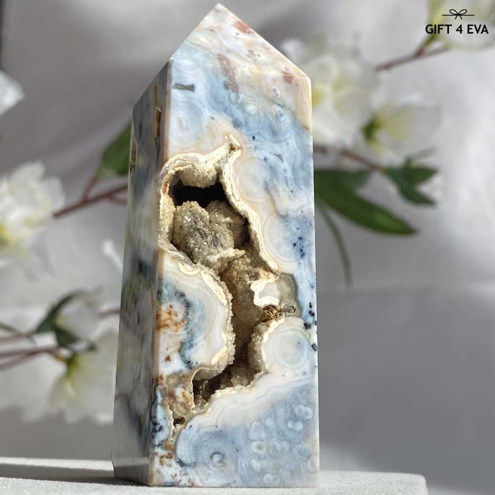 Druzy Ocean Jasper Obelisk 84MM