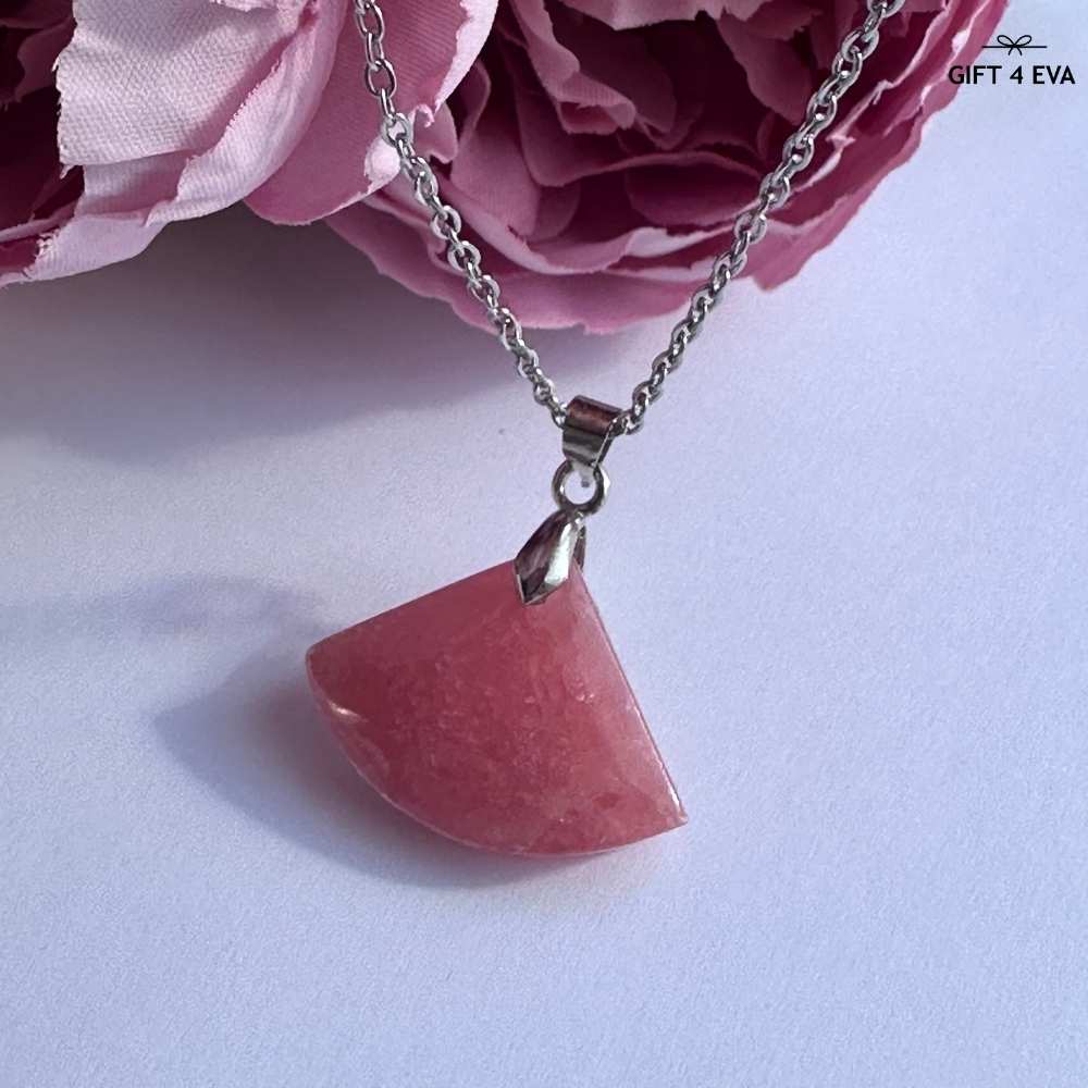 Rhodochrosite Fan Pendant Necklace