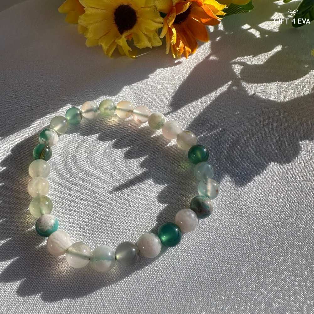 Green Flower Agate Bracelet