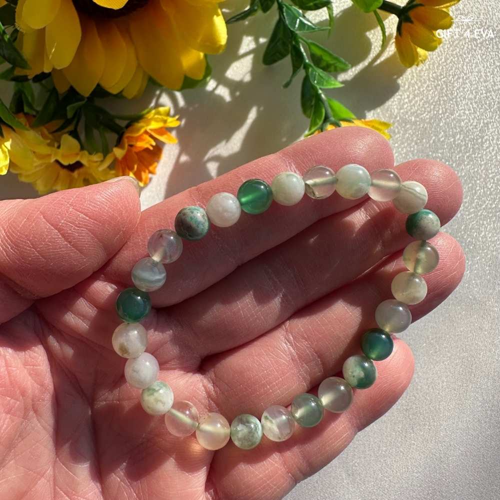 Green Flower Agate Bracelet