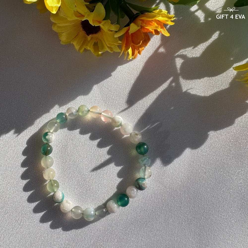 Green Flower Agate Bracelet