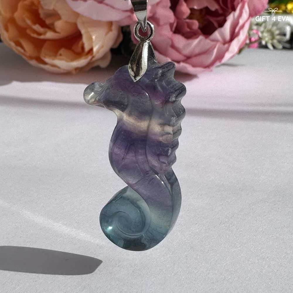 Fluorite Seahorse Pendant Necklace